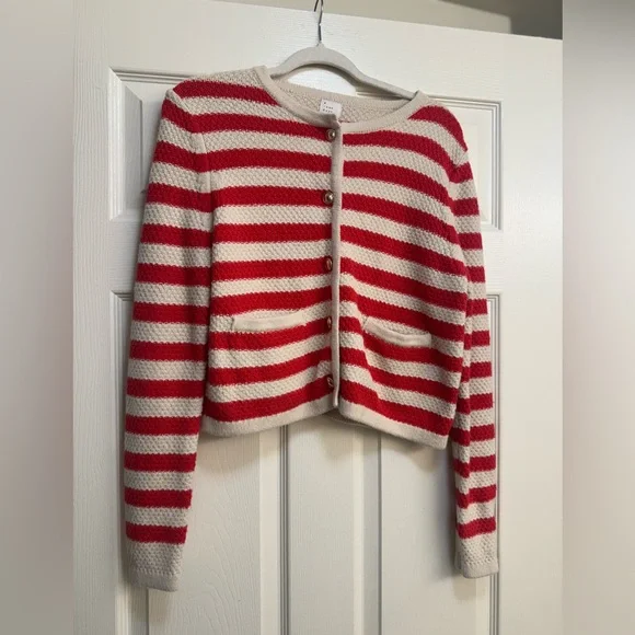 a new day Red and Cream Stripped Cardigan - Picture 3 of 13